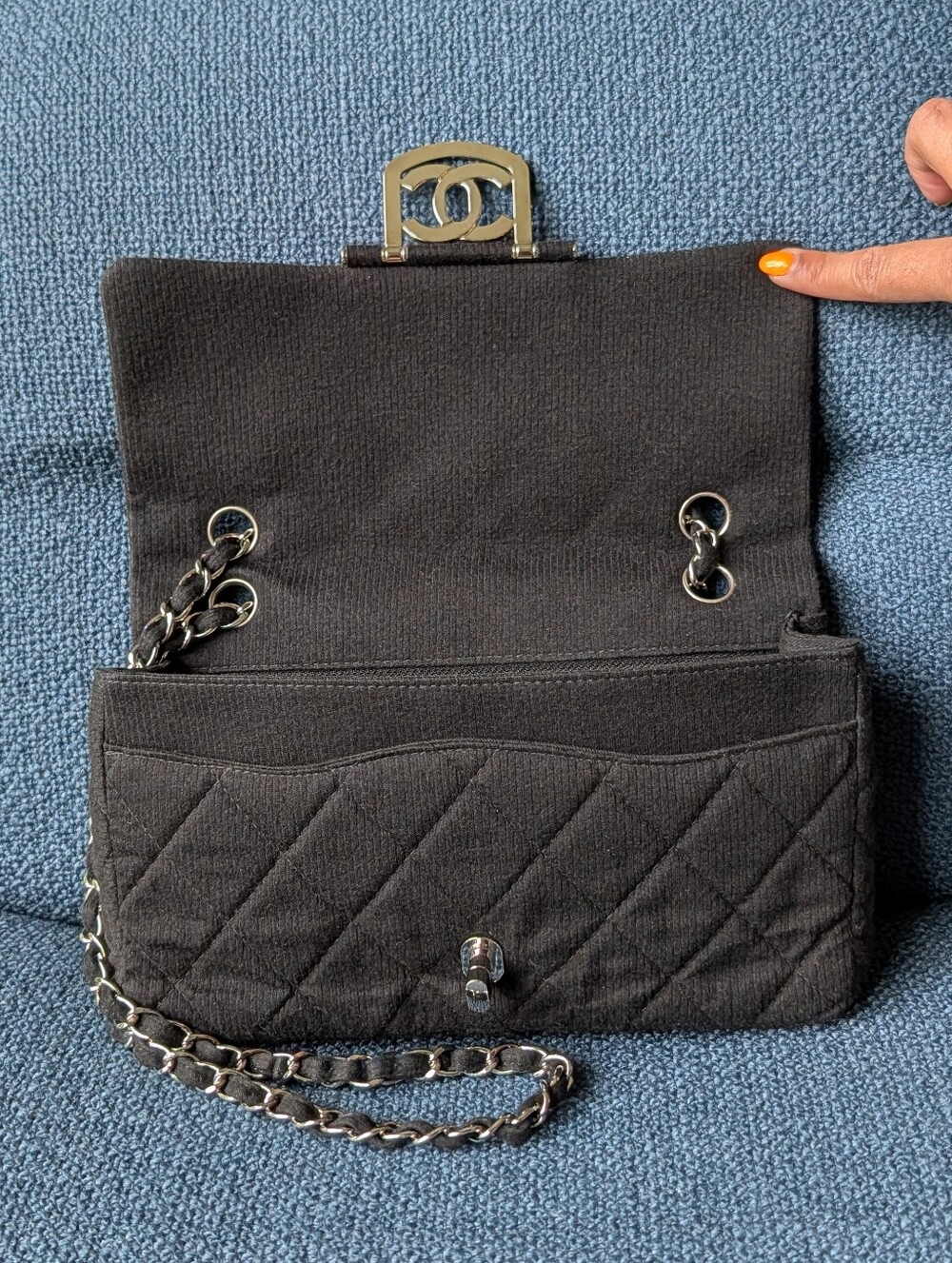 SOLD CHANEL Quilted Le Marais Single Flap in Black Fabric Silver Hardware - Picture 9 of 12